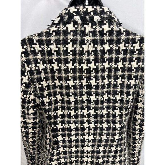 Nine West Houndstooth Coat Wool Blend Size S Black White Classic Winter Fall - Picture 6 of 11